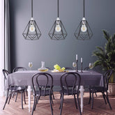 Diamond-shaped pendant lightshade with industrial design